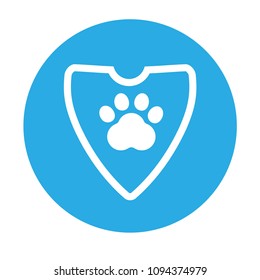 Dog paw and shield icon. vector illustration. Protected dog track guard shield.Security animal label. 