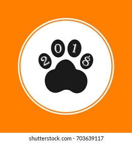 Dog paw sign icon. Pets symbol.Puppy animal of Chinese New Year of the Dog.Vector illustration
