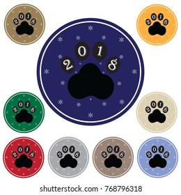 Dog paw sign icon. Pets symbol.Puppy animal of Chinese New Year of the Dog.Vector illustration 