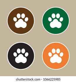 Dog paw sign icon set. Pets symbol.Vector illustration