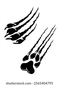 Dog Paw Silhouette Set, Sharp Claw Ripping Surface