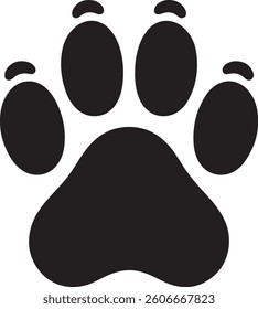 Dog paw silhouette vector icon