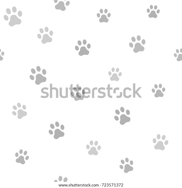 犬の足の跡 足跡のシームレスな動物柄 ベクターイラスト のベクター画像素材 ロイヤリティフリー