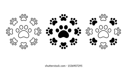 dog paw vector footprint icon cat french bulldog cartoon symbol character illustration doodle design