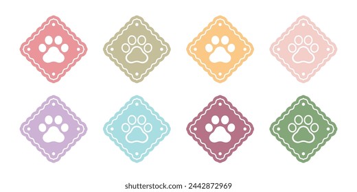dog paw vector footprint icon logo diamond square pastel color cat kitten pet puppy doodle cartoon character illustration symbol design clip art