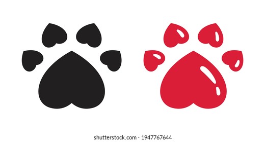 dog paw vector heart footprint icon logo french bulldog cat character cartoon symbol doodle illustration design