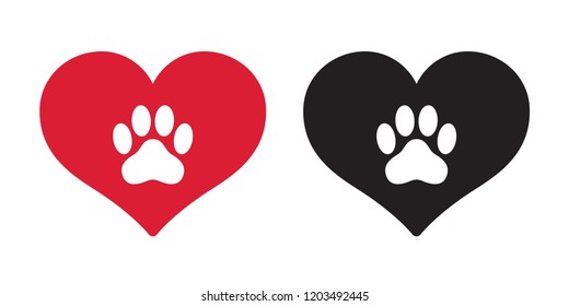 Dog paw vector icon heart logo symbol french bulldog valentine cartoon illustration clip art graphic simple