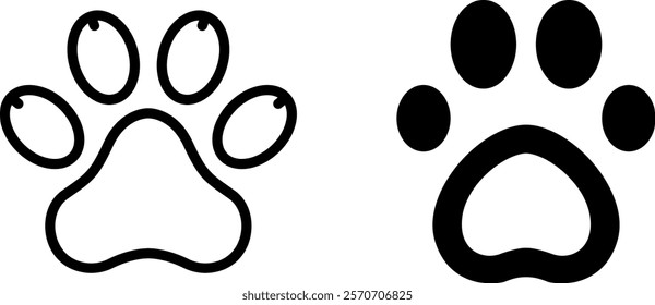 "Dog Paw Vector Icon Set: Playful and Heartwarming Designs for Pet, Animal, and Love Projects"