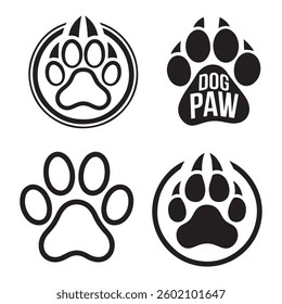 Dog paw vector illustration icon set