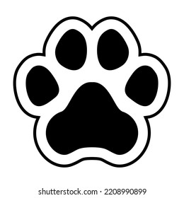 Dog paw. Vector illustration. Isolated black object ob white background.
