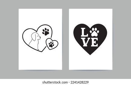 Hundekuchen, Vektorgrafik auf der Illustration. Für Hundeliebhaber Vektorkunst. Herzerkrankung. Hundekuh und Liebe.