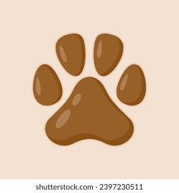 Dog paw vector print. Cartoon animal paw
