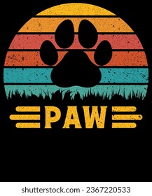 Dog Paw Vintage Tshirt Design,print ready typography style, clothing template, tee, graphic symbol. Perfect for teen clothes. Vector illustration
