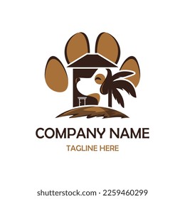 dog pawn island logo vector design