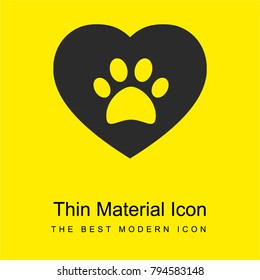 Dog Pawprint On A Heart Bright Yellow Material Minimal Icon Or Logo Design