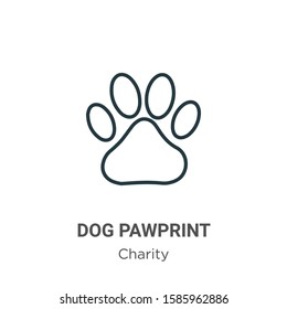Dog pawprint outline vector icon. Thin line black dog pawprint icon, flat vector simple element illustration from editable charity concept isolated on white background