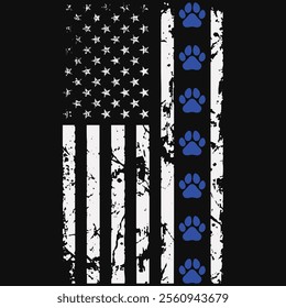 Dog Paws With American Flag Police T-shirt Design, Dog Shirt, Pet Design, Animal, Dog Shirt