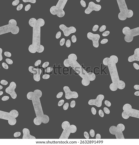 Dog paws and bones seamless pattern. Vector pet background