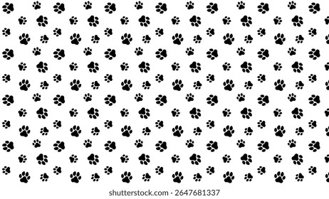 dog paws and cat paws pattern in black template