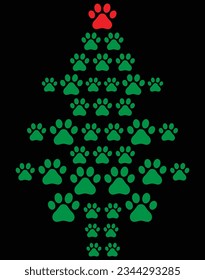 Dog paws christmas EPS file for cutting machine. You can edit and print this vector art with EPS editor.