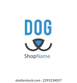 Dog with paws in circle logo template. Pet in round shape vector design. Animal illustration
