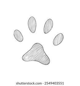 Dog Paws, Hand-Drawn Vector, Graphic Style, Cartoon Illustration, Black and White, Sketch Style, Isolated on White Background