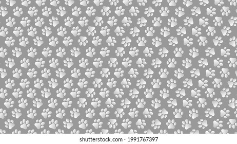 Hundepaare auf grauem abstraktem Hintergrund.
Hundefußspuren. Vektorgrafik
