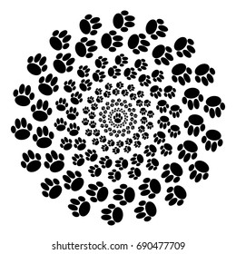 Dog paws on white background. Vector illustration.