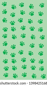 Dog paws pattern green background