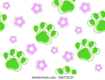 dog paws print seamless background