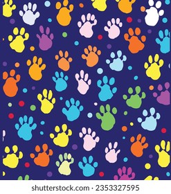 Dog Paws Seamless Pattern in Different Colors, in the Style of Skeletal, Franz West, Booru, Bone