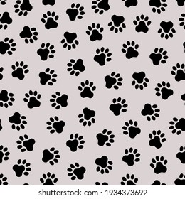 Dog paws seamless pattern. Pets theme. Great for printing. Vector illustration.