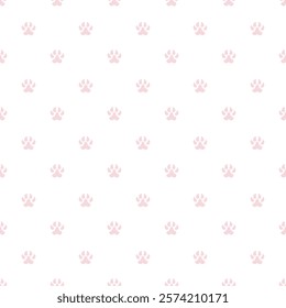 Dog paws. Vector seamless pattern on white background in pastel colors. Cute children's illustration for textiles and wrapping paper