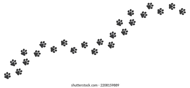Dog paws vector trail. Foot print of cat. Animal diagonal track for t-shirt, background, pattern, child prints