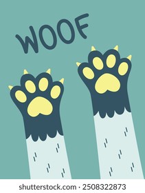 Dog Paws Woof Background Vector Illustration