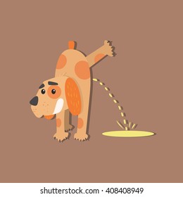 Dog Peeing Funny Flat Vector Illustration In Creative Applique Style  svg