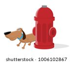 dog peeing on a fire hydrant clipart