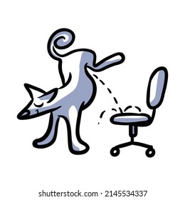 Dog peeing on Job Vector illustration