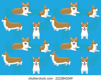 Dog Pembroke Welsh Corgi Mustard Coat Character Seamless Wallpaper Background