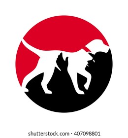 dog and people logo vector.