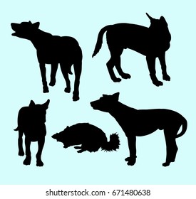 Dog pet action silhouette. Good use for symbol, web icon, mascot, sign, sticker design, or any design you want. Easy to use.