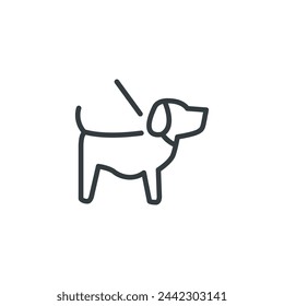 Perro mascota permitido icono amistoso, ilustración vectorial