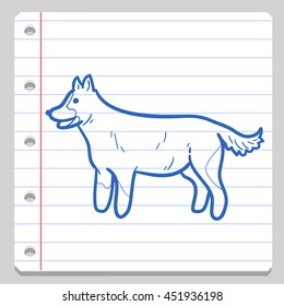 Dog Pet Animal Notebook School Doodle Icons Hand Made vector illustration sketch.