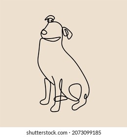 dog pet animal oneline continuous line art