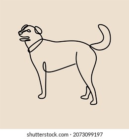 dog pet animal oneline continuous line art