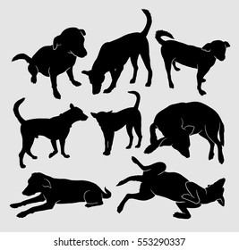 Dog pet animal silhouette. Good use for symbol, web icon, mascot, sign, sticker or any design you want. Easy to use, edit, or change color.