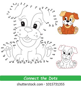 Dog Pet Beautiful. Dot to Dot Educational Game for Kids.
