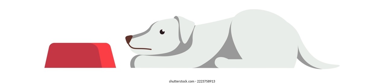 Dog with pet bowl Animal icon. Vector illustration