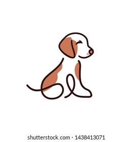 dog pet care outline line art monoline logo vector icon design