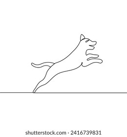 Dibujo continuo de una línea de mascota de perro e ilustración de un vector de contorno